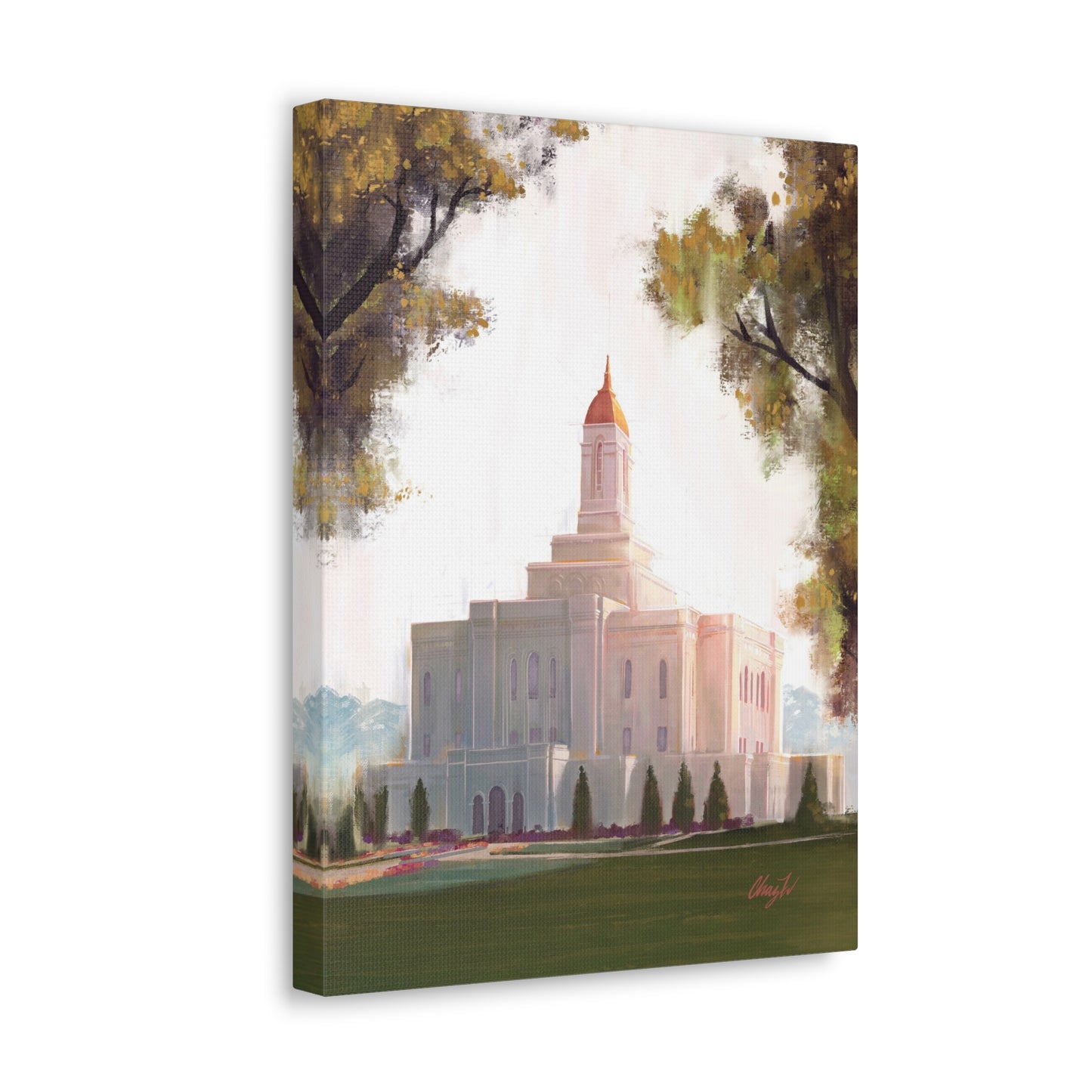 Canvas Gallery Wrap--Deseret Peak Temple--Golden, by Chaz Walgamott