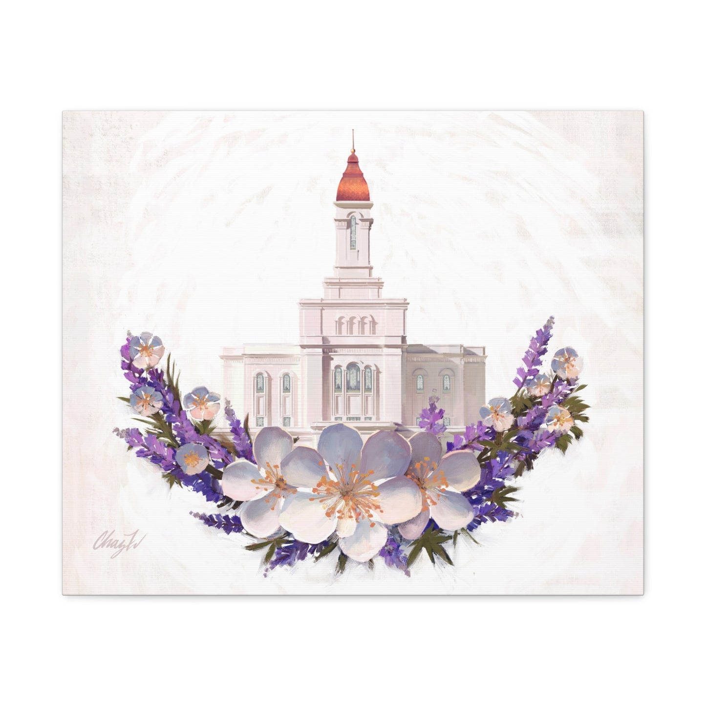 Canvas Gallery Wrap--Deseret Peak Temple--Floral Wreath, by Chaz Walgamott