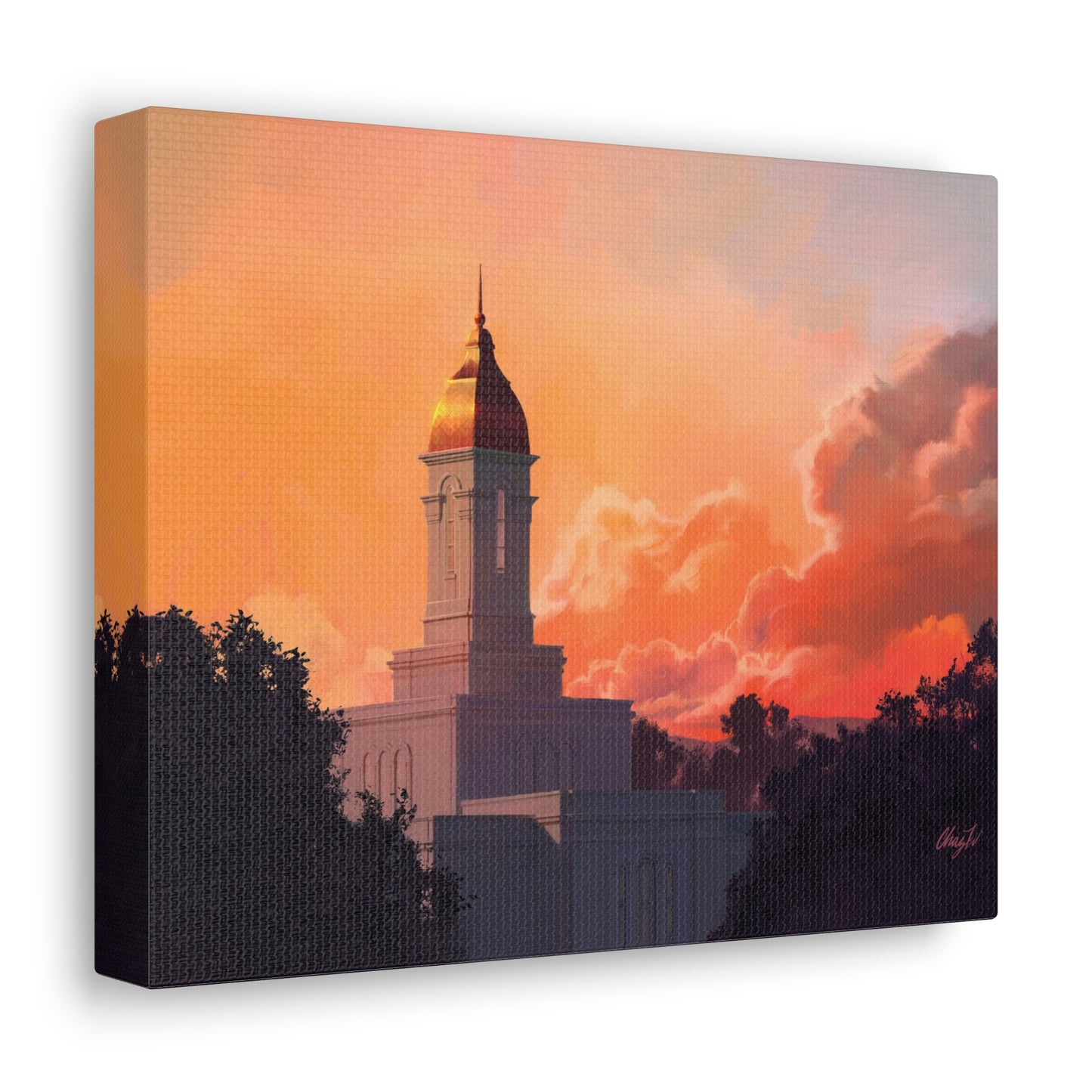 Canvas Gallery Wrap--Deseret Peak Temple--Sunset, by Chaz Walgamott