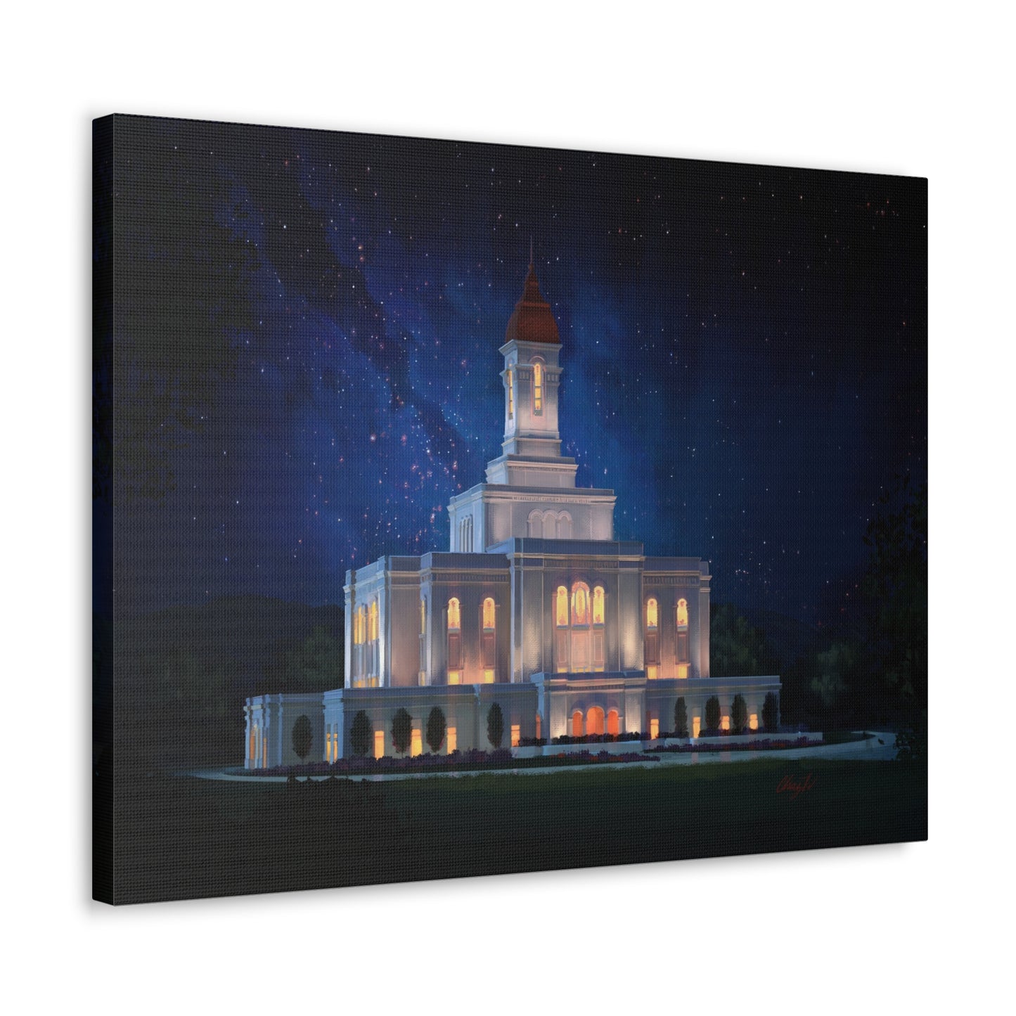 Canvas Gallery Wrap--Deseret Peak Temple--Night Sky, by Chaz Walgamott