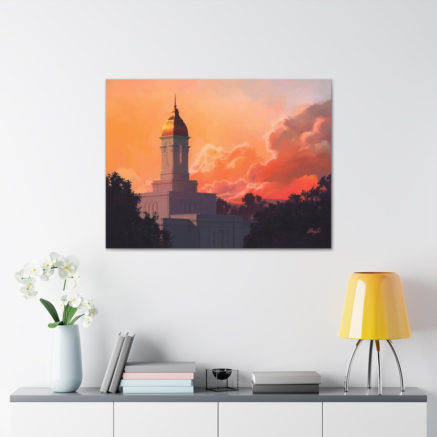 Canvas Gallery Wrap--Deseret Peak Temple--Sunset, by Chaz Walgamott