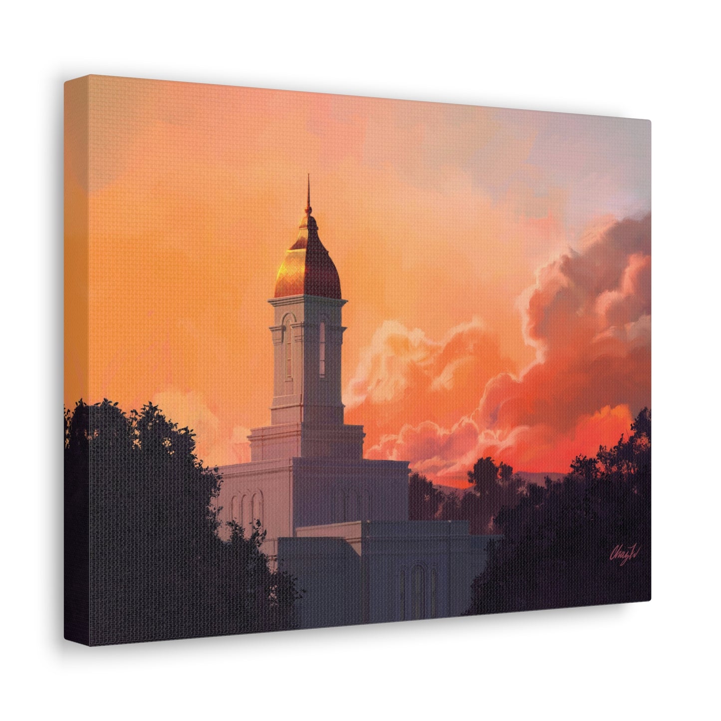 Canvas Gallery Wrap--Deseret Peak Temple--Sunset, by Chaz Walgamott