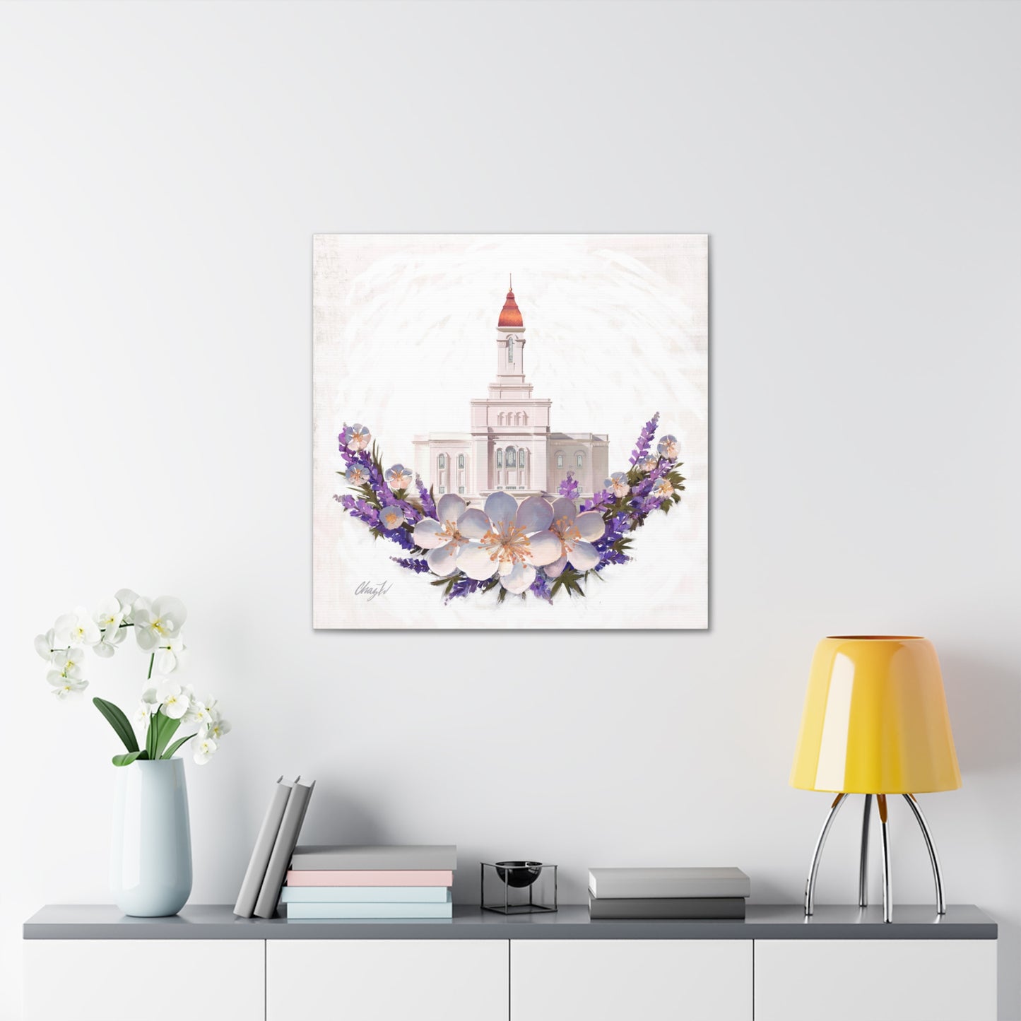 Canvas Gallery Wrap--Deseret Peak Temple--Floral Wreath, by Chaz Walgamott