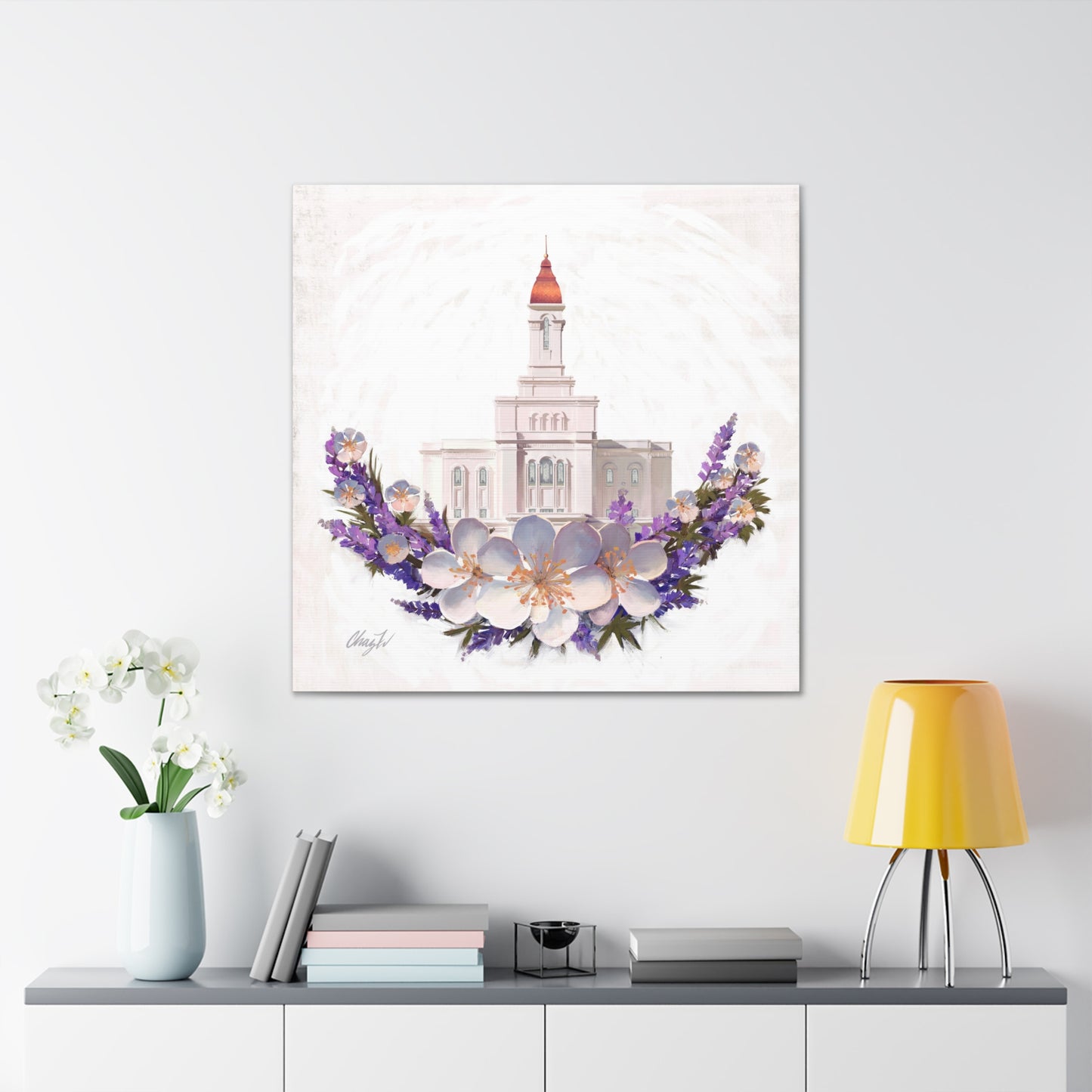 Canvas Gallery Wrap--Deseret Peak Temple--Floral Wreath, by Chaz Walgamott