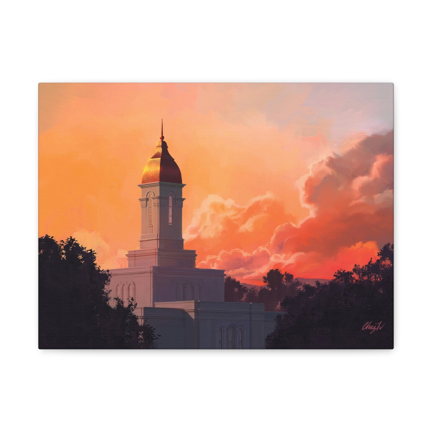 Canvas Gallery Wrap--Deseret Peak Temple--Sunset, by Chaz Walgamott