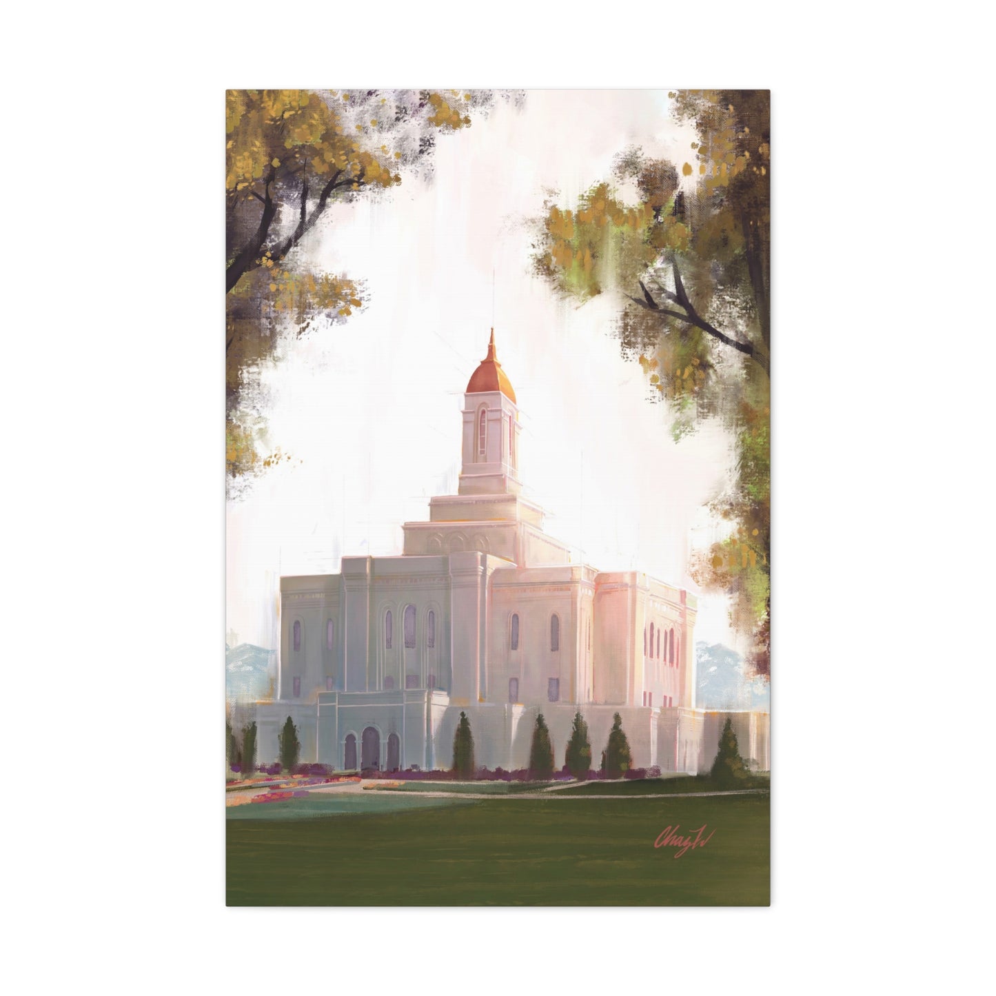 Canvas Gallery Wrap--Deseret Peak Temple--Golden, by Chaz Walgamott