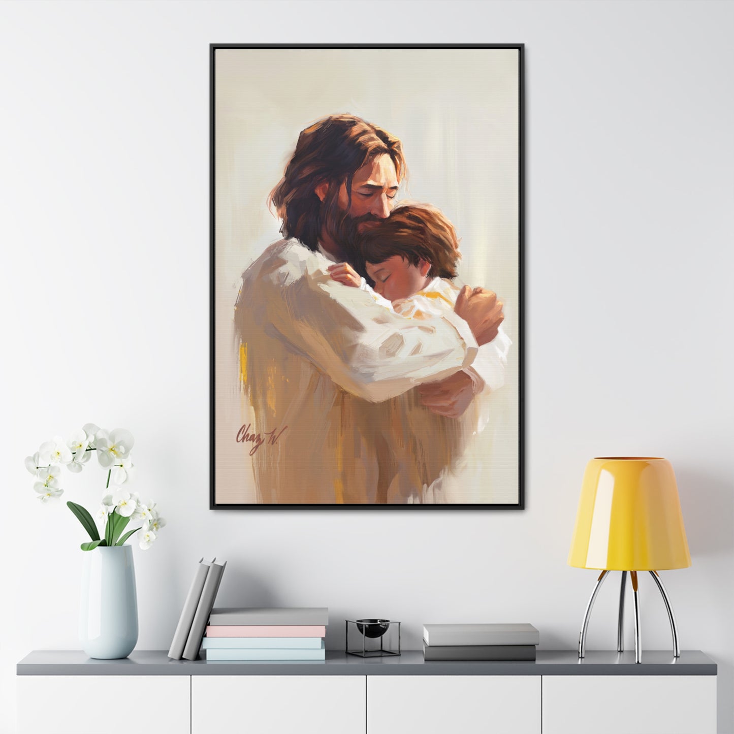 Framed canvas Wrap, Encircled in His Ever-Loving Arms, by Chaz Walgamott