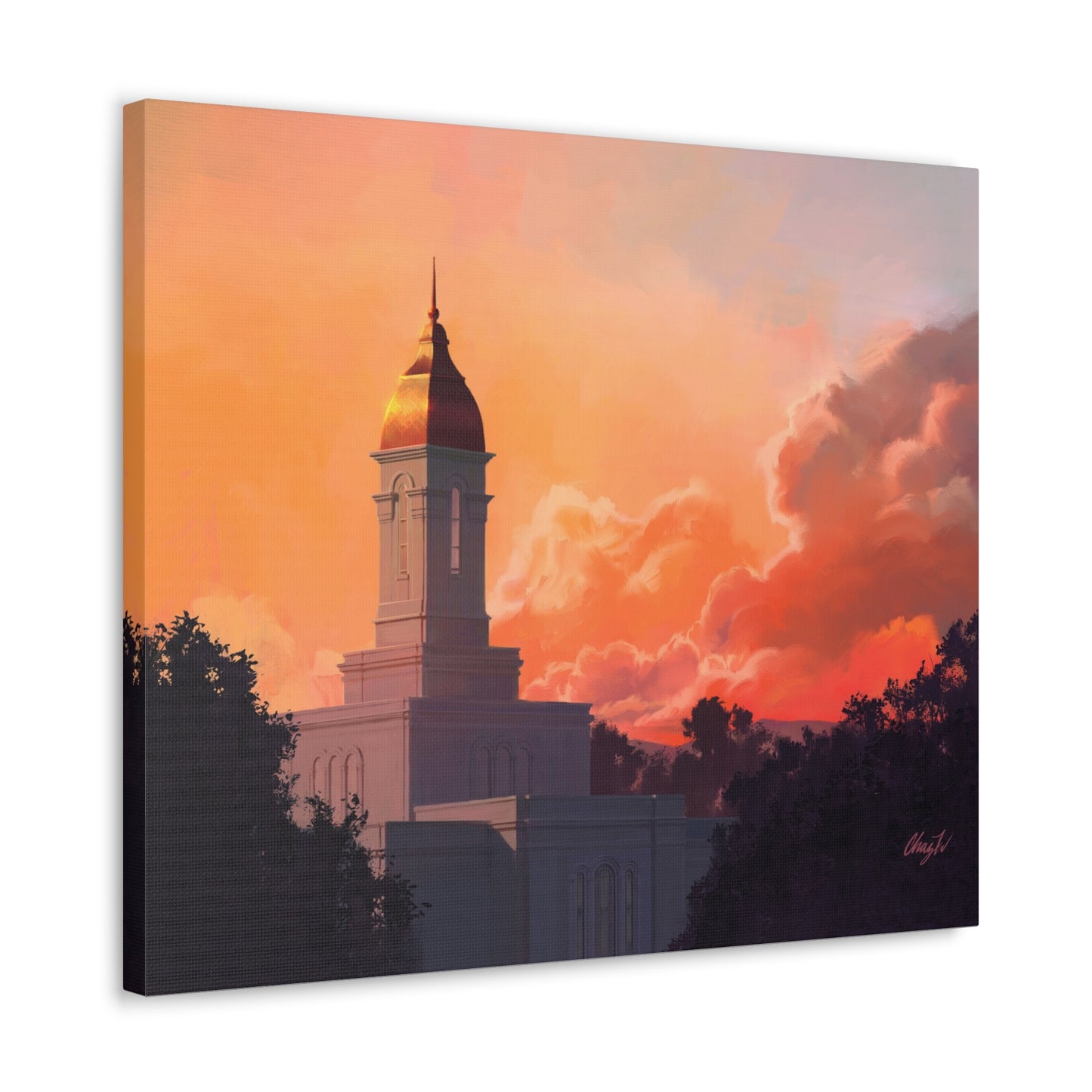 Canvas Gallery Wrap--Deseret Peak Temple--Sunset, by Chaz Walgamott