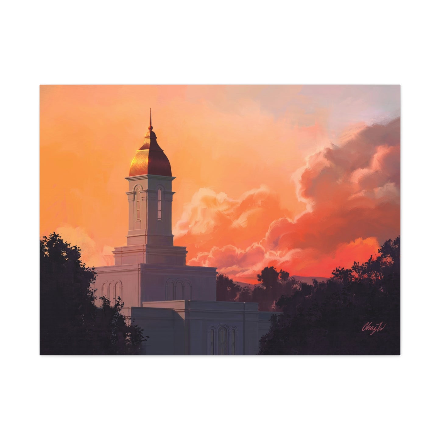 Canvas Gallery Wrap--Deseret Peak Temple--Sunset, by Chaz Walgamott