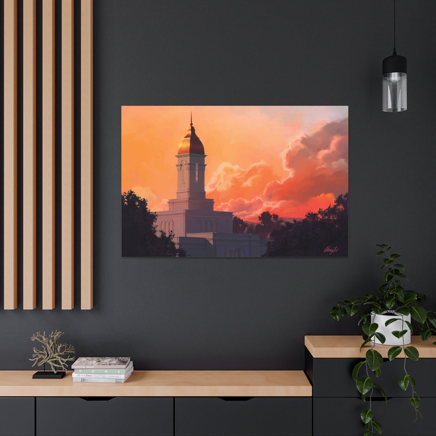 Canvas Gallery Wrap--Deseret Peak Temple--Sunset, by Chaz Walgamott