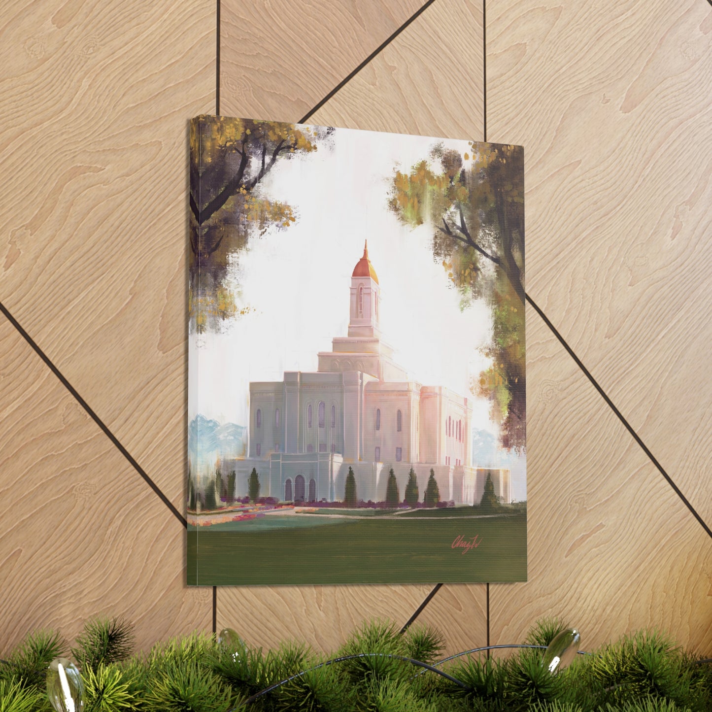 Canvas Gallery Wrap--Deseret Peak Temple--Golden, by Chaz Walgamott