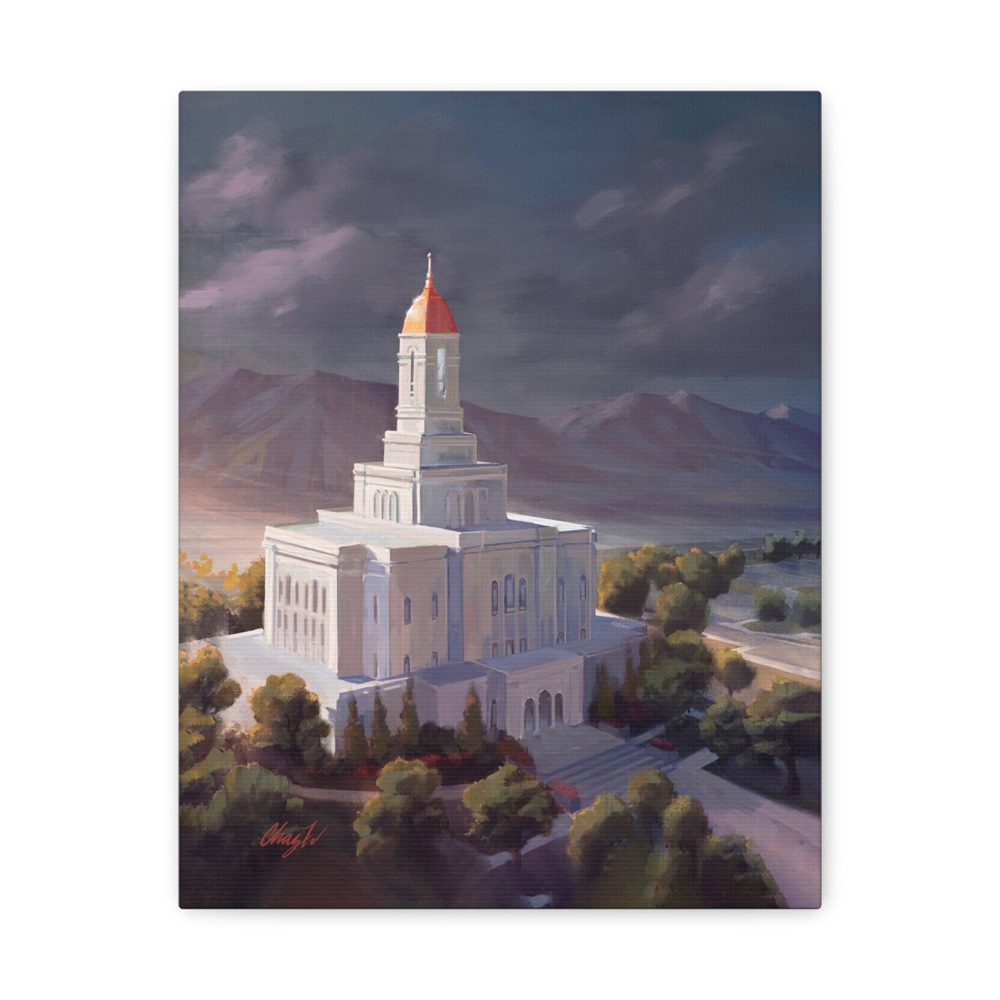 Canvas Gallery Wrap--Deseret Peak Temple--After the Storm, by Chaz Walgamott