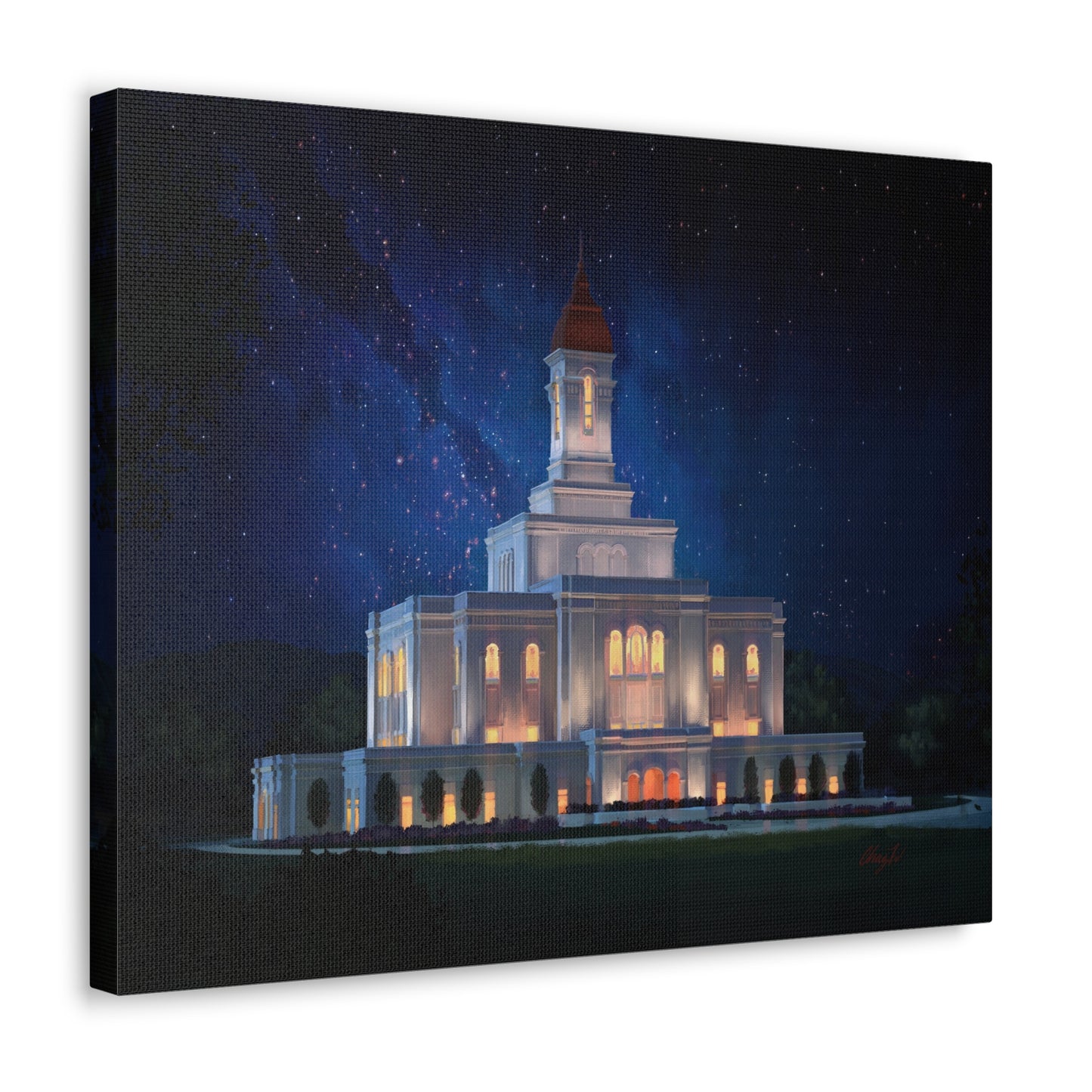 Canvas Gallery Wrap--Deseret Peak Temple--Night Sky, by Chaz Walgamott