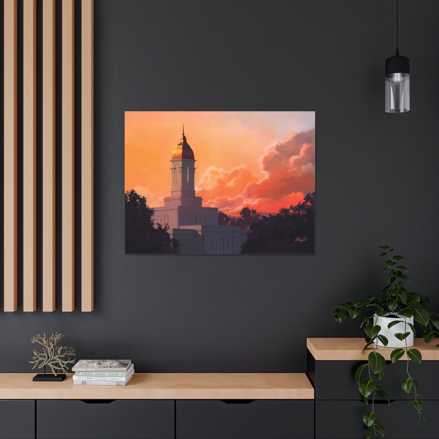 Canvas Gallery Wrap--Deseret Peak Temple--Sunset, by Chaz Walgamott