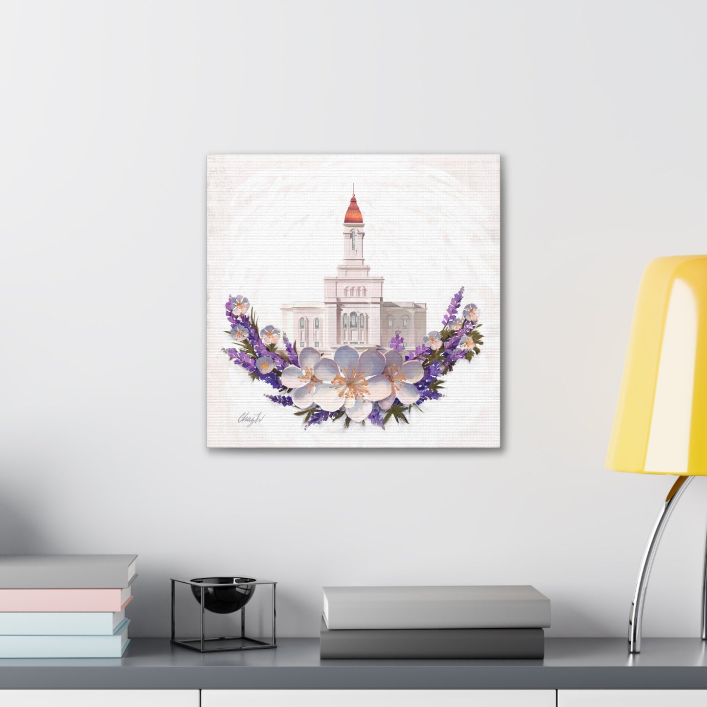 Canvas Gallery Wrap--Deseret Peak Temple--Floral Wreath, by Chaz Walgamott