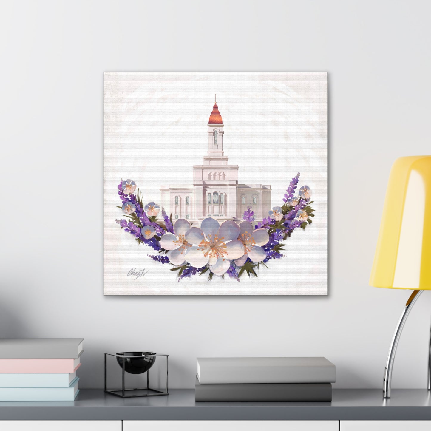 Canvas Gallery Wrap--Deseret Peak Temple--Floral Wreath, by Chaz Walgamott