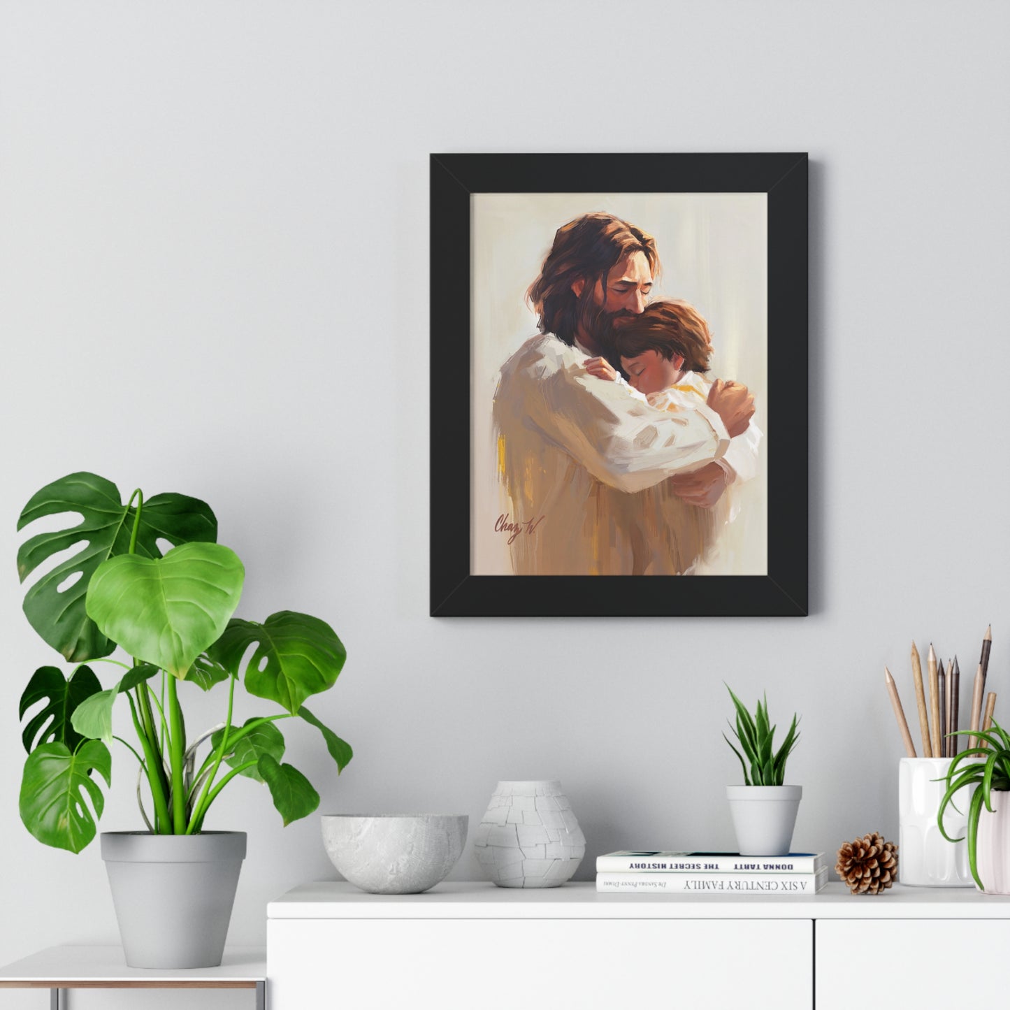 Framed Matte Print, Encircled in His Everloving Arms, by Chaz Walgamott