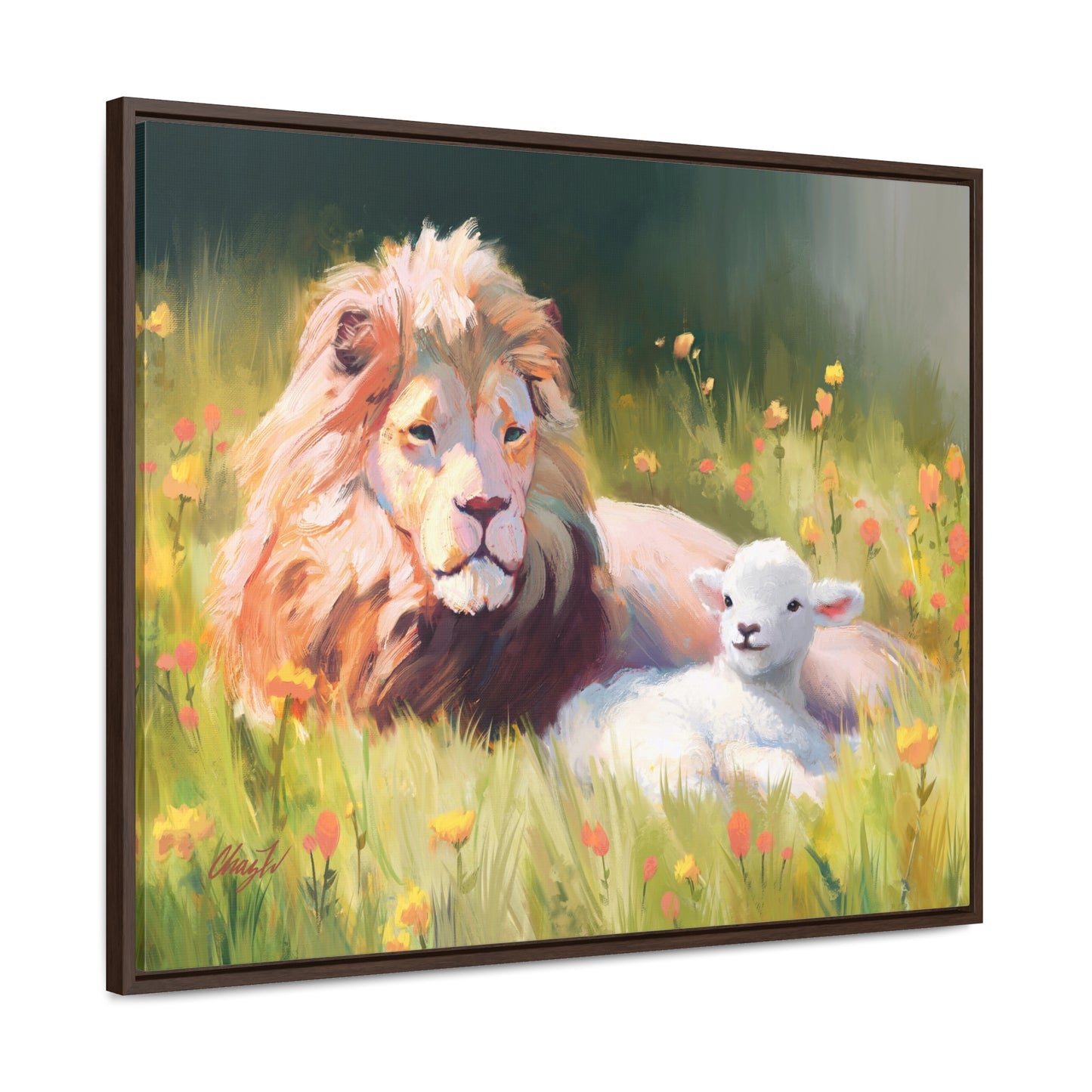 Stretched Canvas Print in Wood Frame--The Lamb and the Lion, by Chaz Walgamott