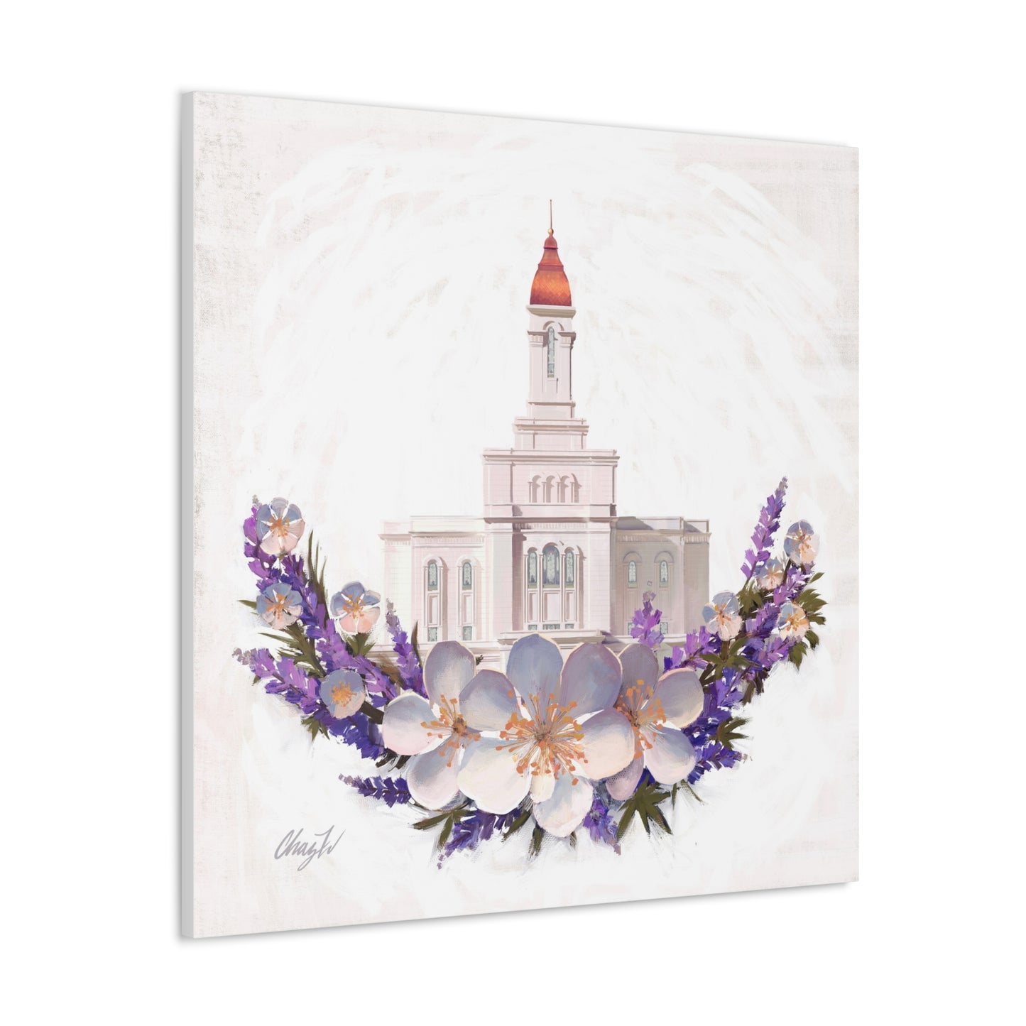 Canvas Gallery Wrap--Deseret Peak Temple--Floral Wreath, by Chaz Walgamott