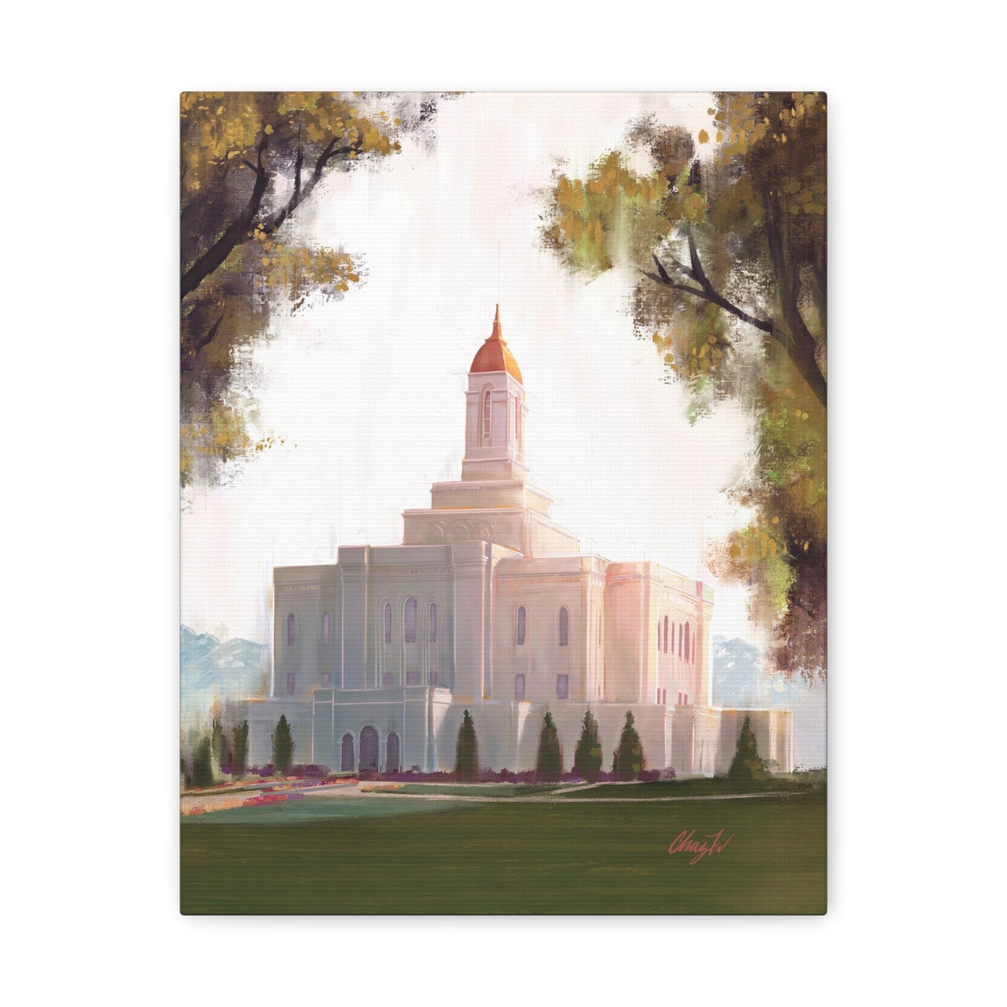 Canvas Gallery Wrap--Deseret Peak Temple--Golden, by Chaz Walgamott