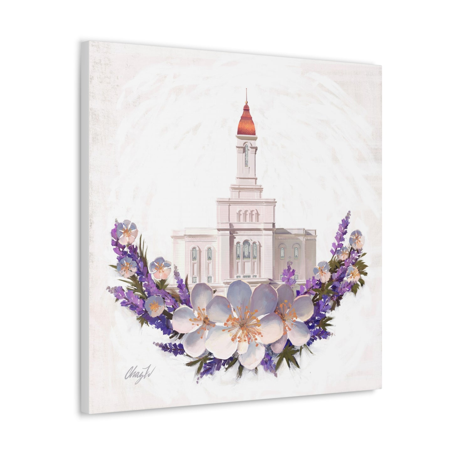 Canvas Gallery Wrap--Deseret Peak Temple--Floral Wreath, by Chaz Walgamott