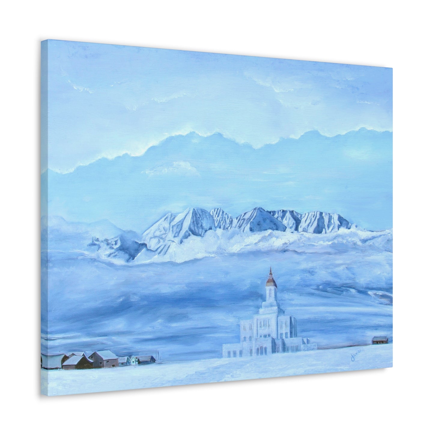 Canvas Gallery Wrap--Deseret Peak Temple--Hope in the Bleak of Winter, by Jane Autry