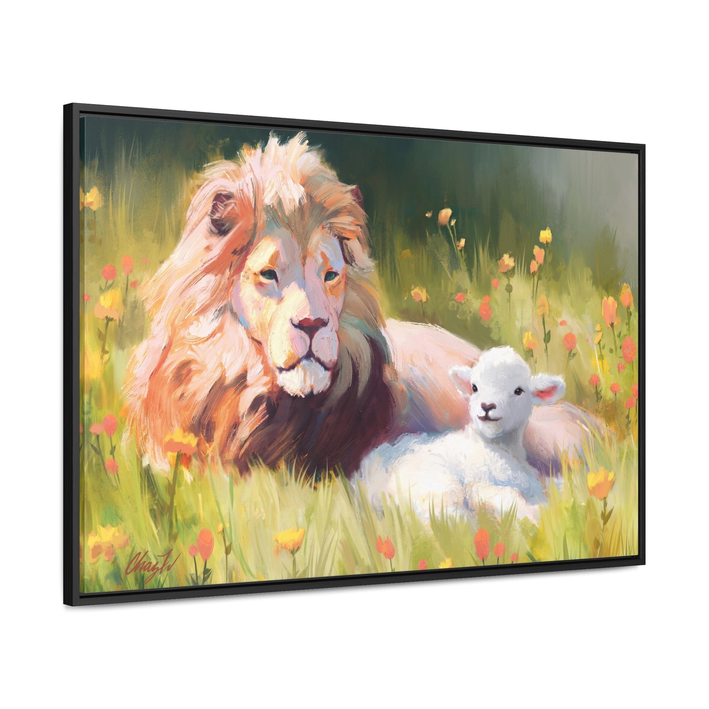 Stretched Canvas Print in Wood Frame--The Lamb and the Lion, by Chaz Walgamott