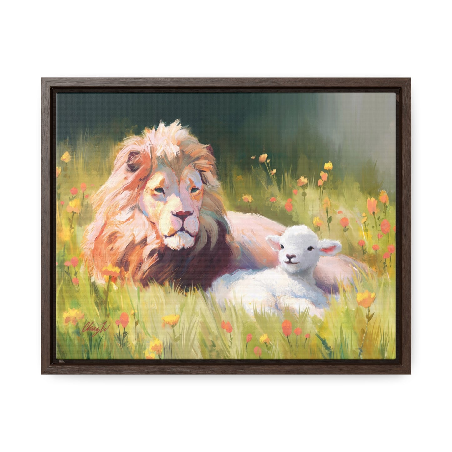 Stretched Canvas Print in Wood Frame--The Lamb and the Lion, by Chaz Walgamott