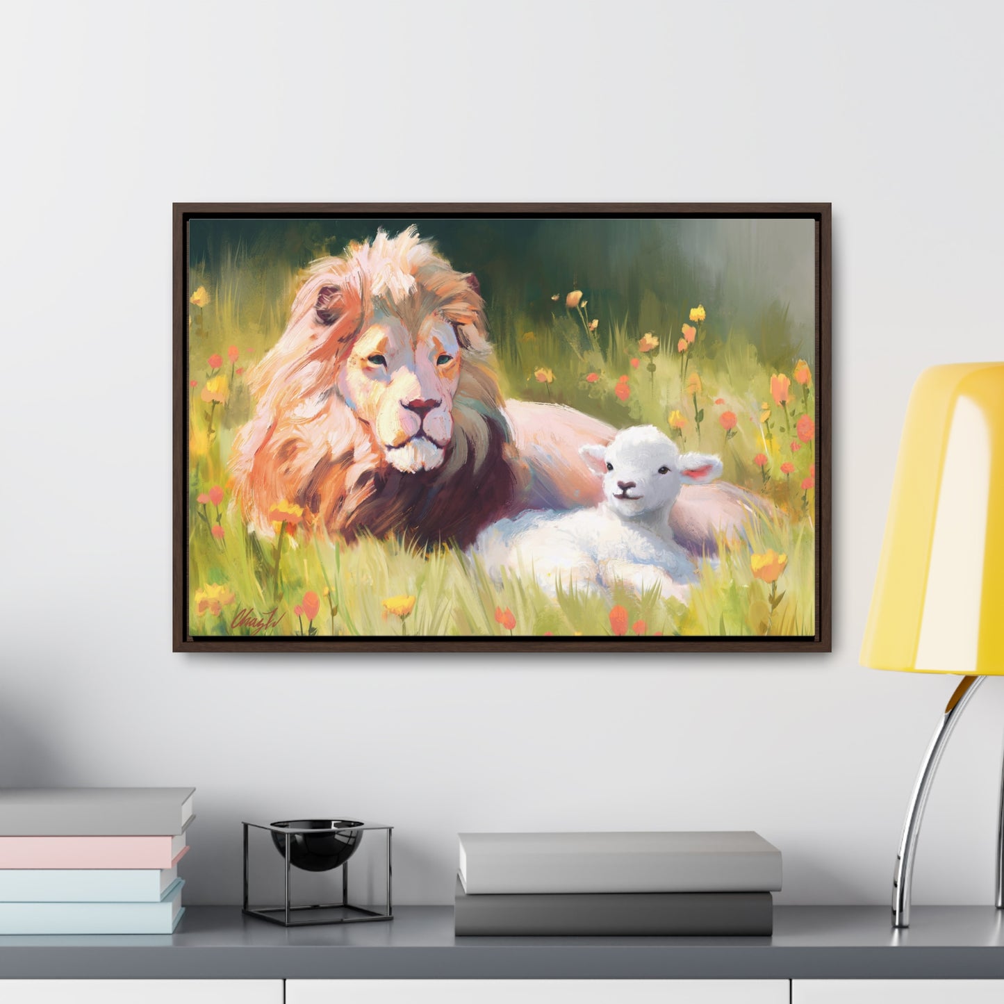 Stretched Canvas Print in Wood Frame--The Lamb and the Lion, by Chaz Walgamott