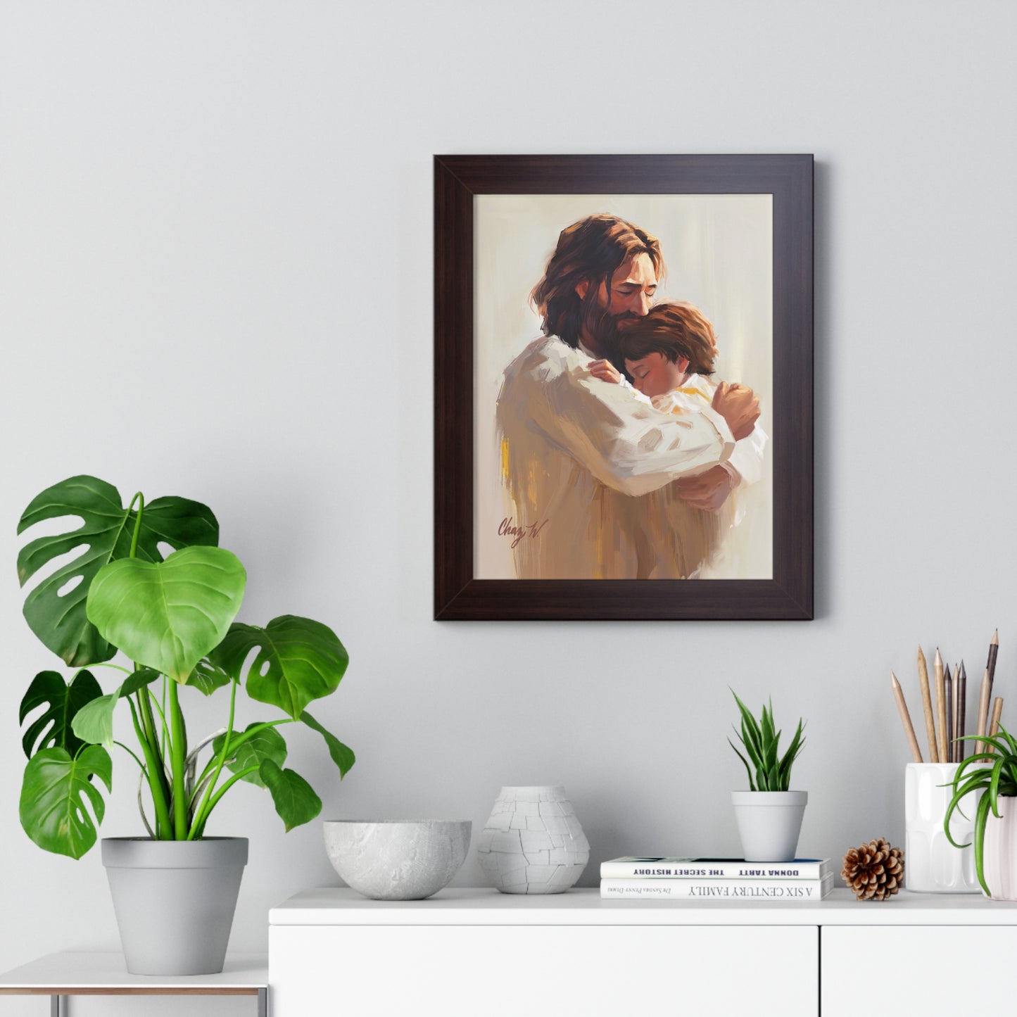 Framed Matte Print, Encircled in His Everloving Arms, by Chaz Walgamott