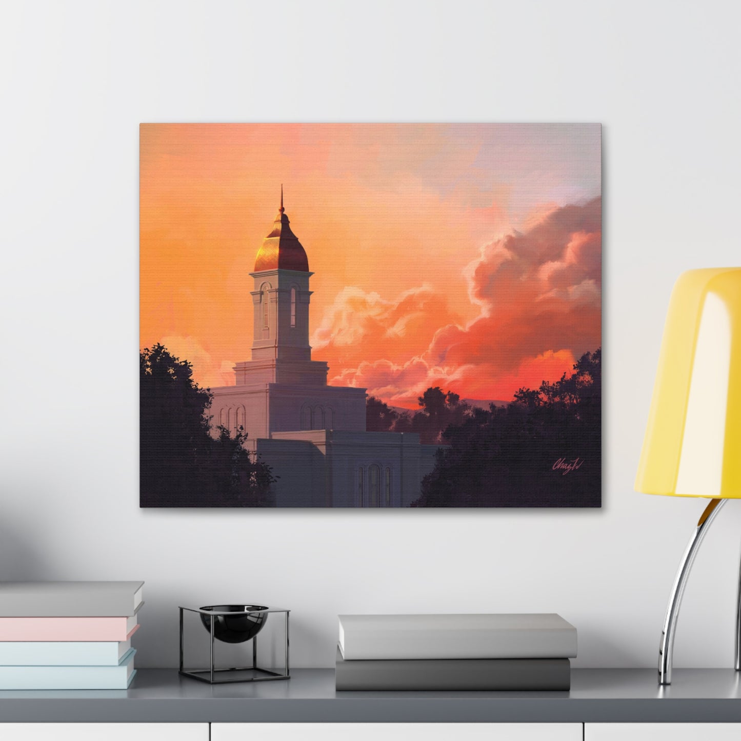 Canvas Gallery Wrap--Deseret Peak Temple--Sunset, by Chaz Walgamott