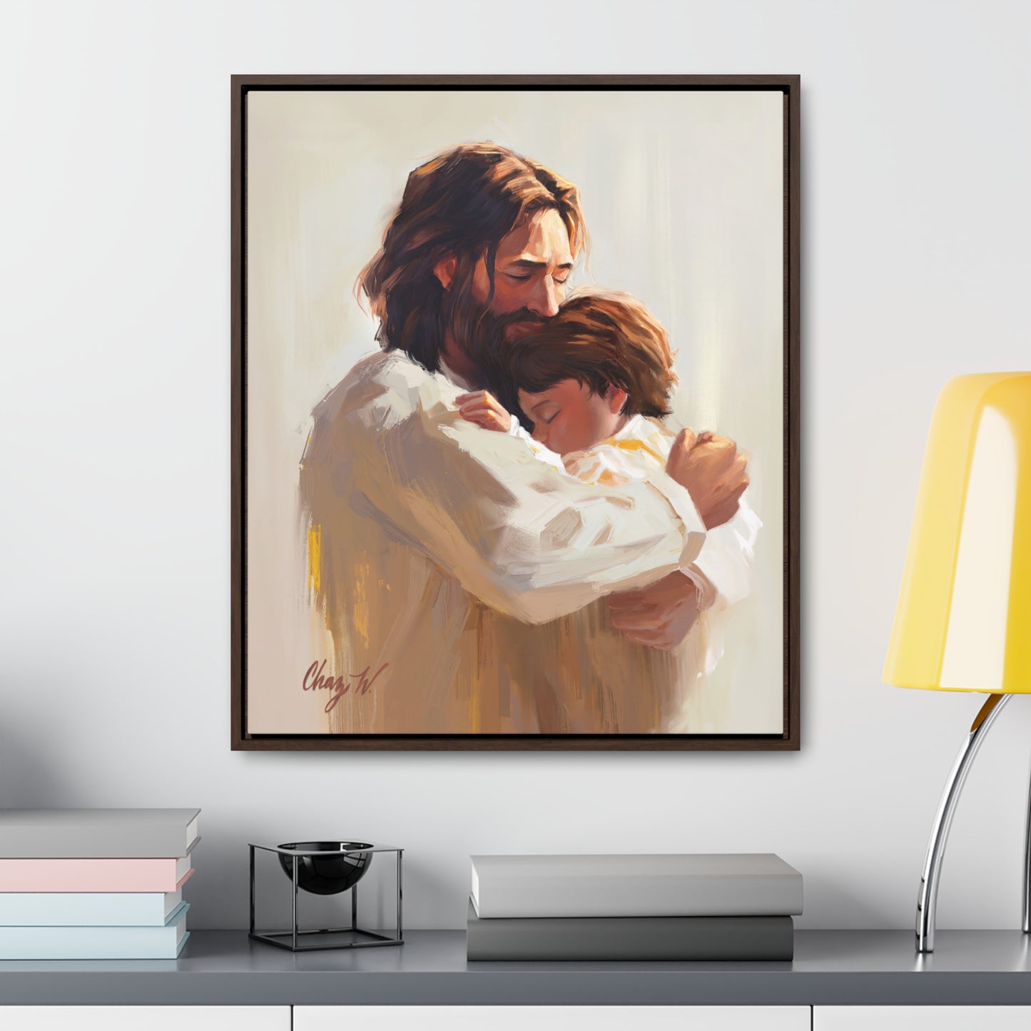 Framed canvas Wrap, Encircled in His Ever-Loving Arms, by Chaz Walgamott