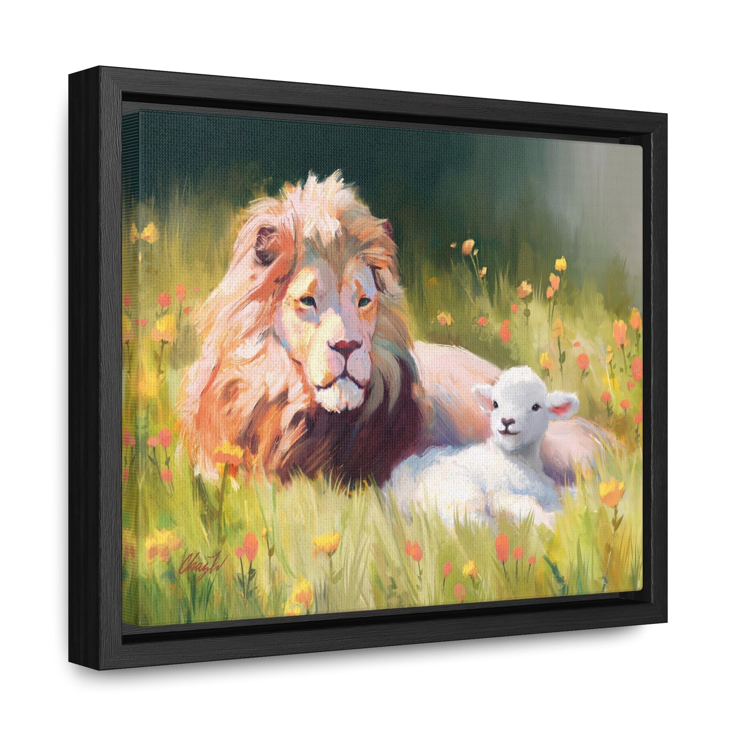 Stretched Canvas Print in Wood Frame--The Lamb and the Lion, by Chaz Walgamott