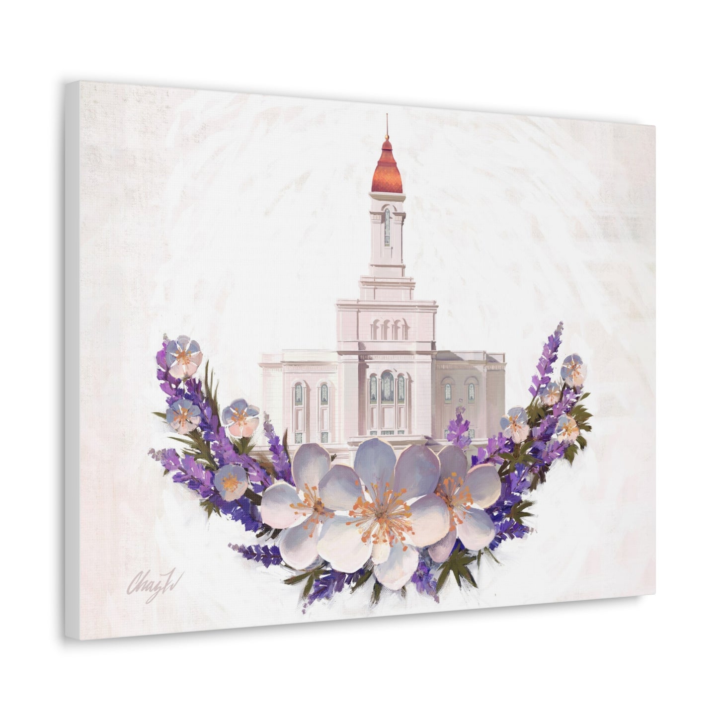 Canvas Gallery Wrap--Deseret Peak Temple--Floral Wreath, by Chaz Walgamott