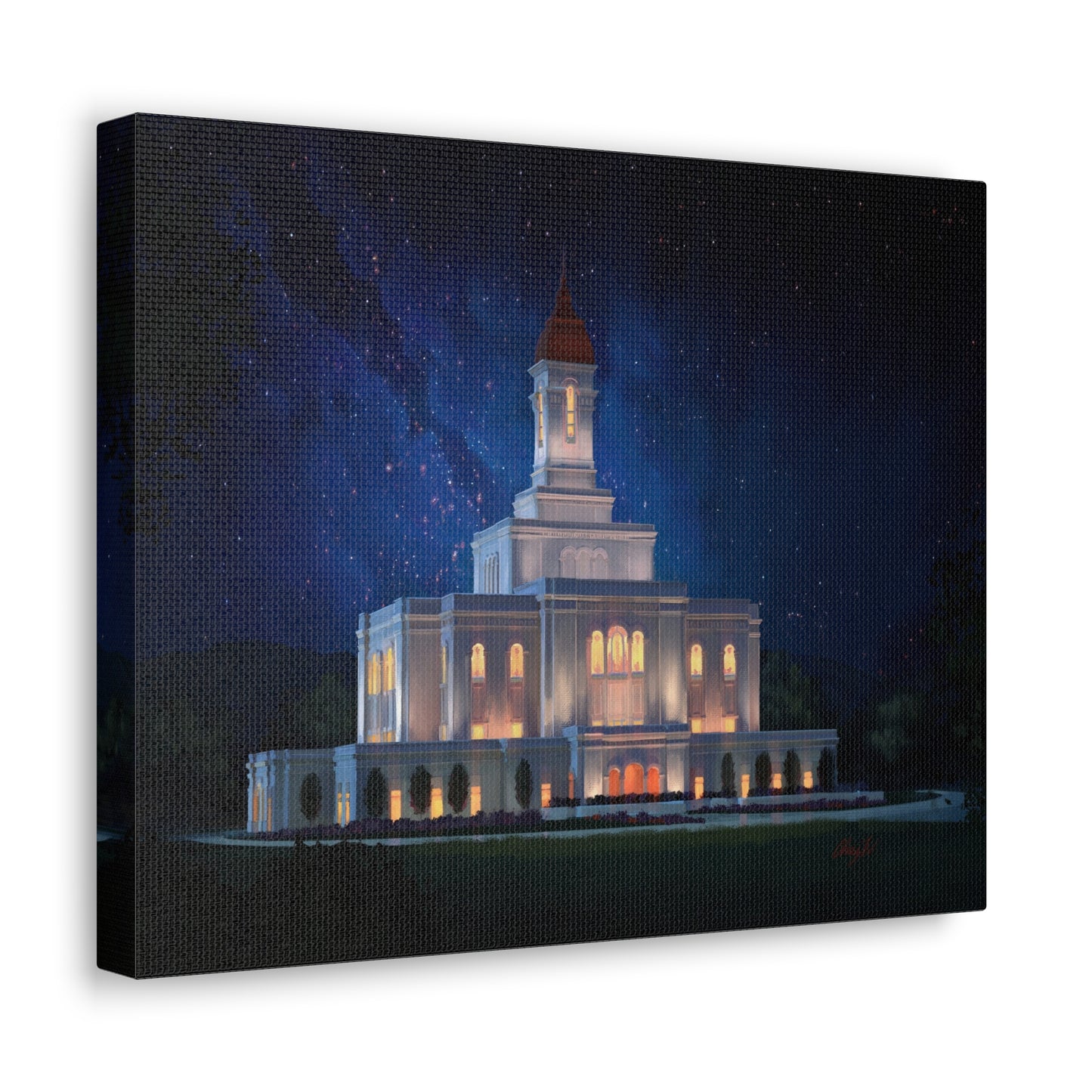 Canvas Gallery Wrap--Deseret Peak Temple--Night Sky, by Chaz Walgamott