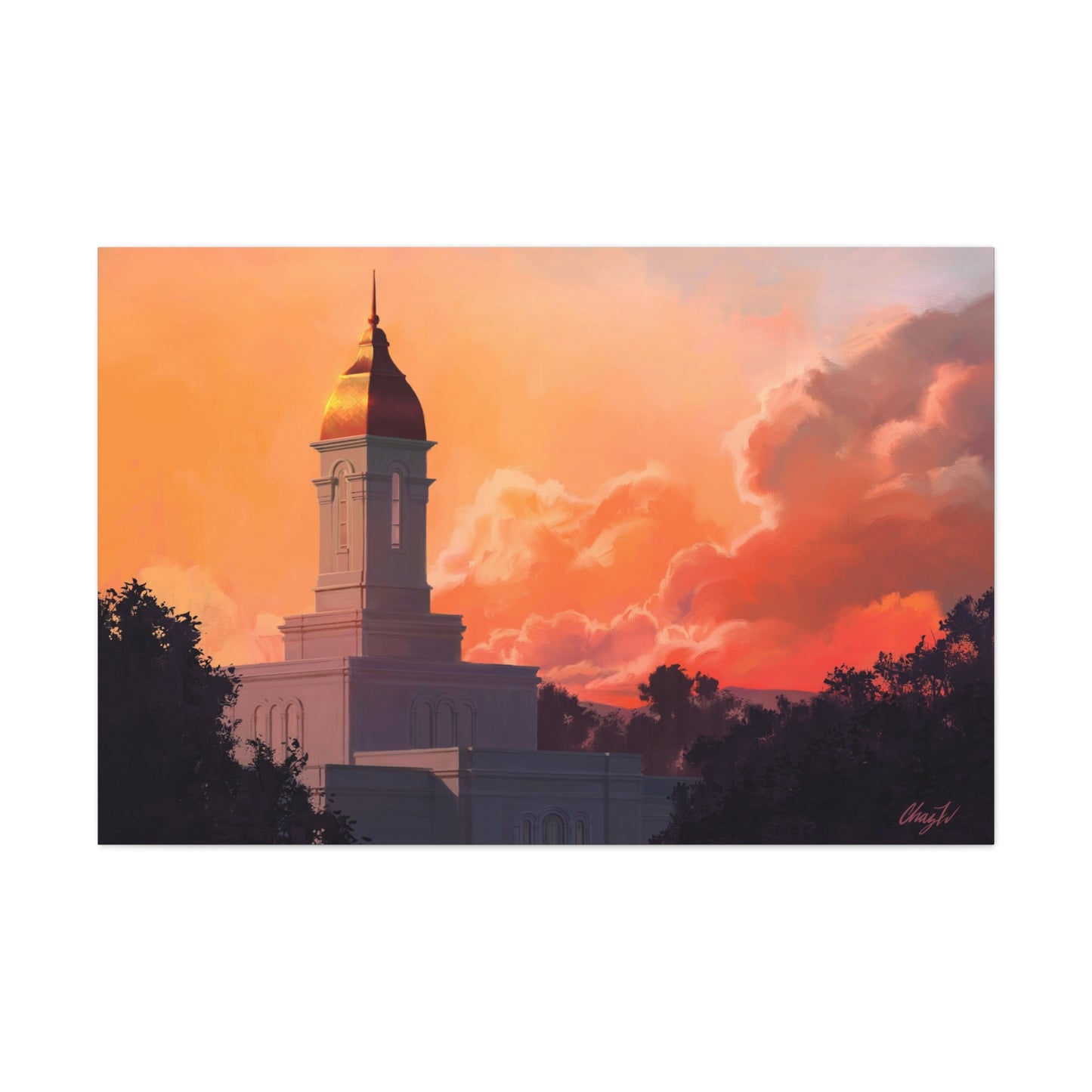 Canvas Gallery Wrap--Deseret Peak Temple--Sunset, by Chaz Walgamott