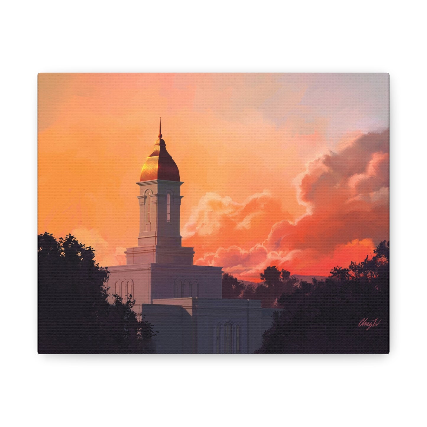 Canvas Gallery Wrap--Deseret Peak Temple--Sunset, by Chaz Walgamott