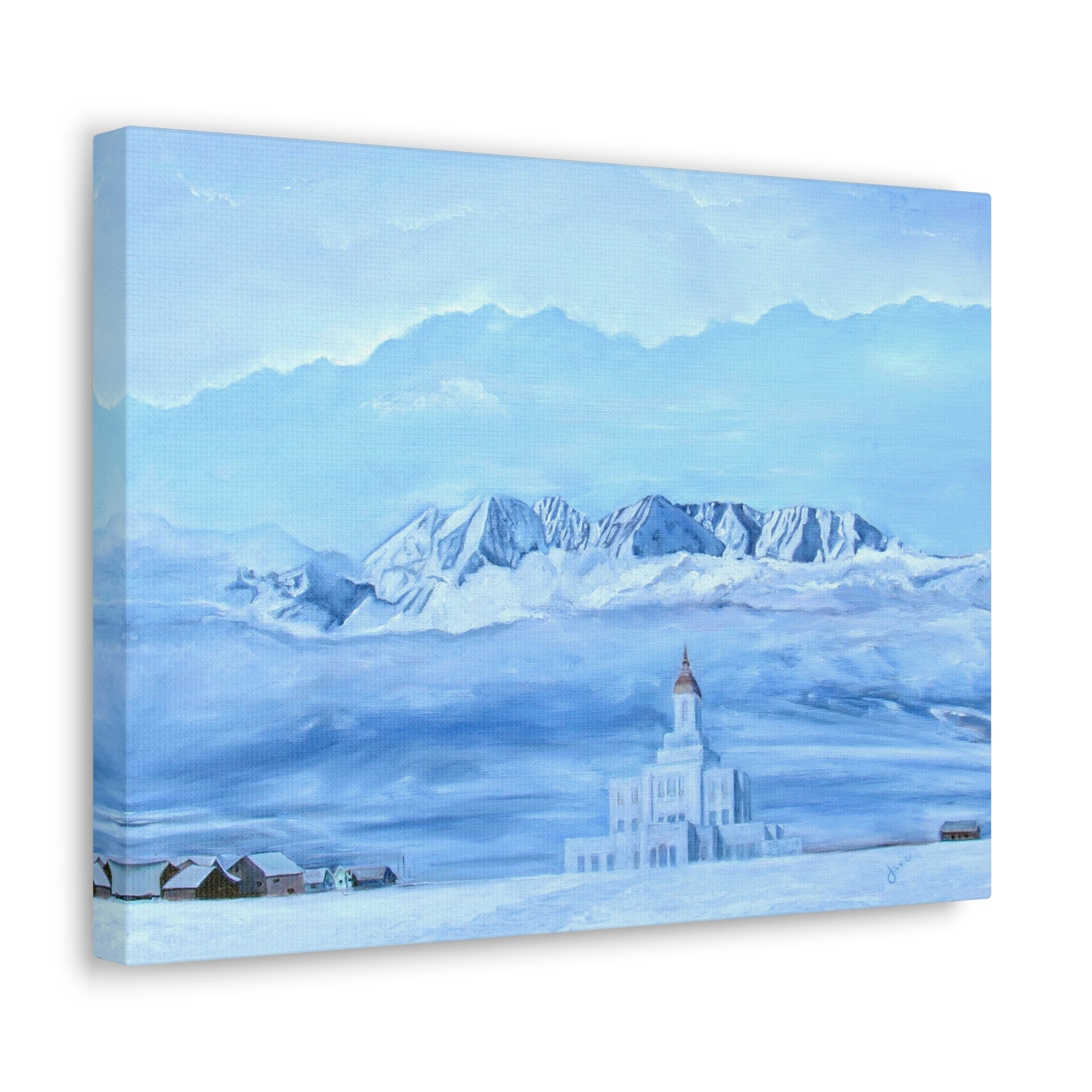 Canvas Gallery Wrap--Deseret Peak Temple--Hope in the Bleak of Winter, by Jane Autry