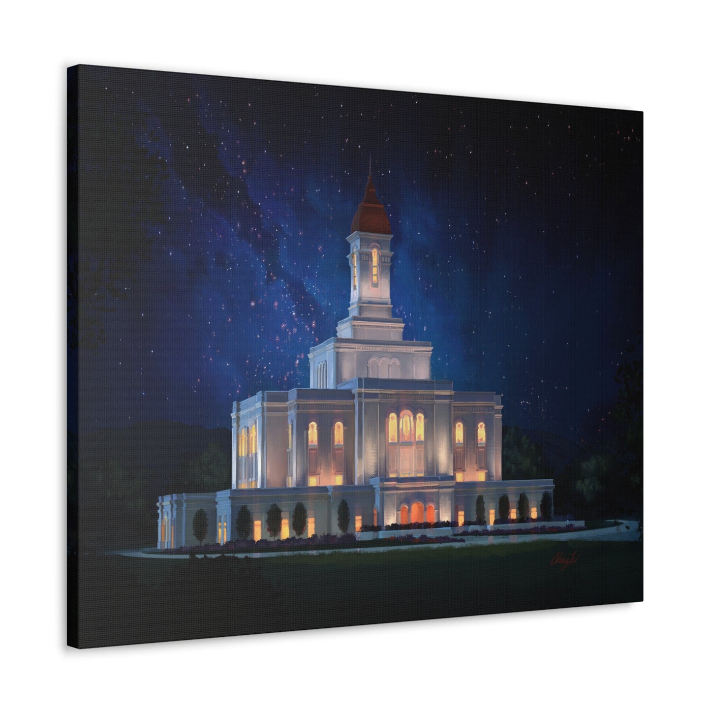 Canvas Gallery Wrap--Deseret Peak Temple--Night Sky, by Chaz Walgamott