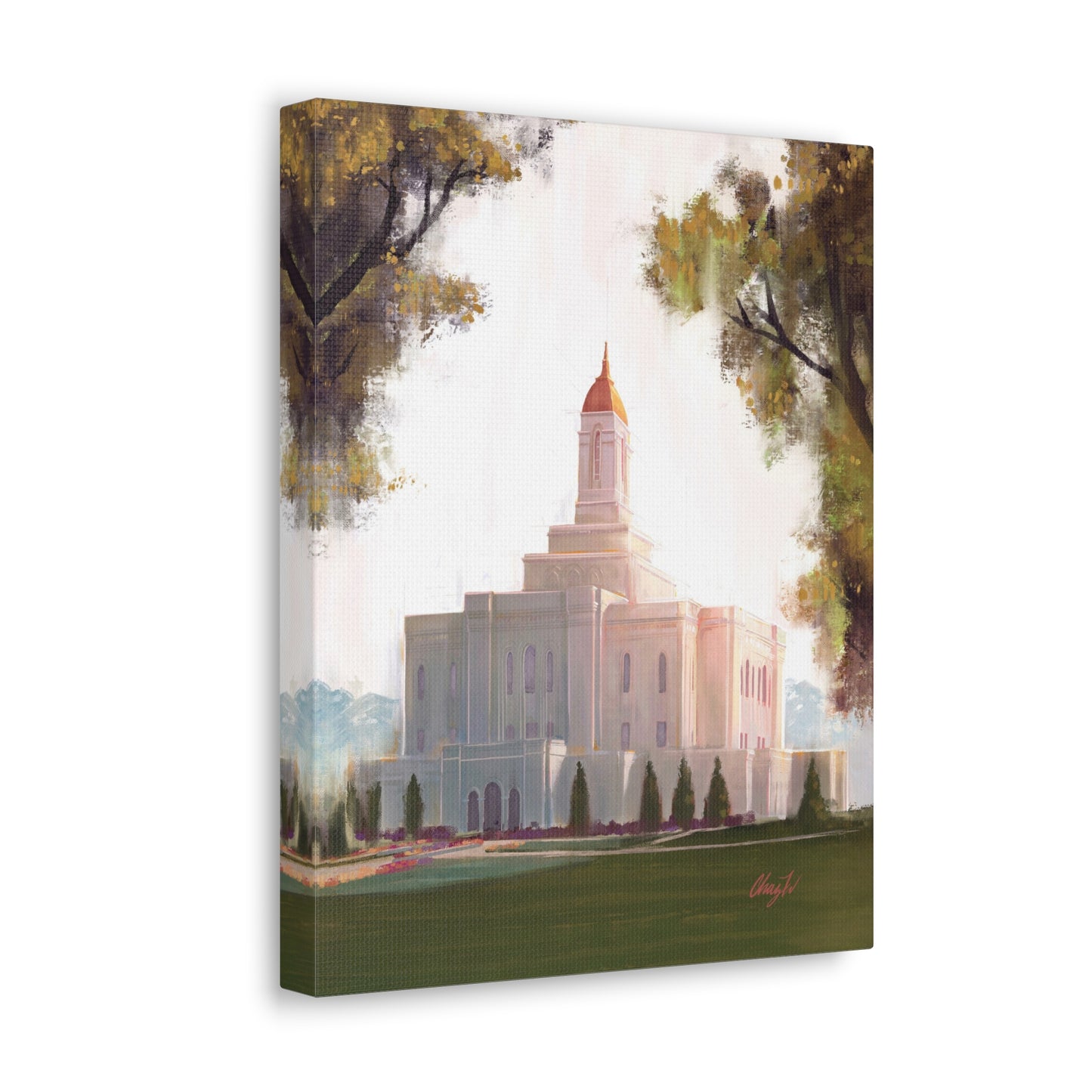 Canvas Gallery Wrap--Deseret Peak Temple--Golden, by Chaz Walgamott