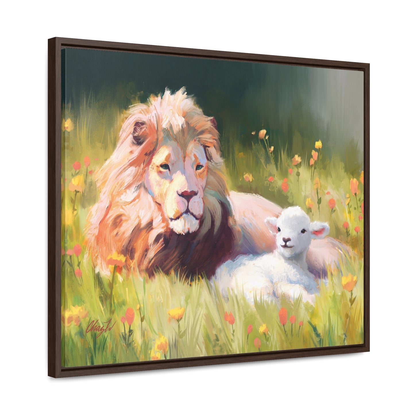 Stretched Canvas Print in Wood Frame--The Lamb and the Lion, by Chaz Walgamott