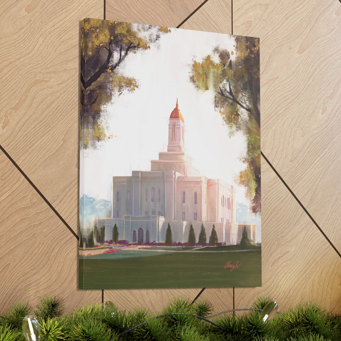 Canvas Gallery Wrap--Deseret Peak Temple--Golden, by Chaz Walgamott