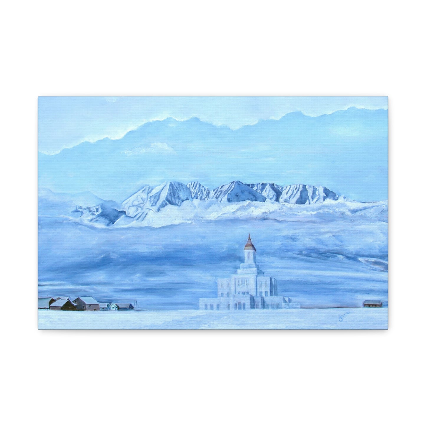 Canvas Gallery Wrap--Deseret Peak Temple--Hope in the Bleak of Winter, by Jane Autry