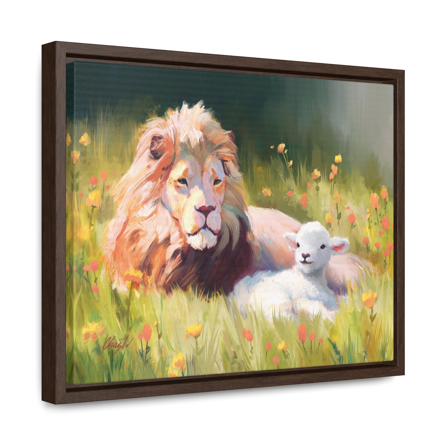 Stretched Canvas Print in Wood Frame--The Lamb and the Lion, by Chaz Walgamott