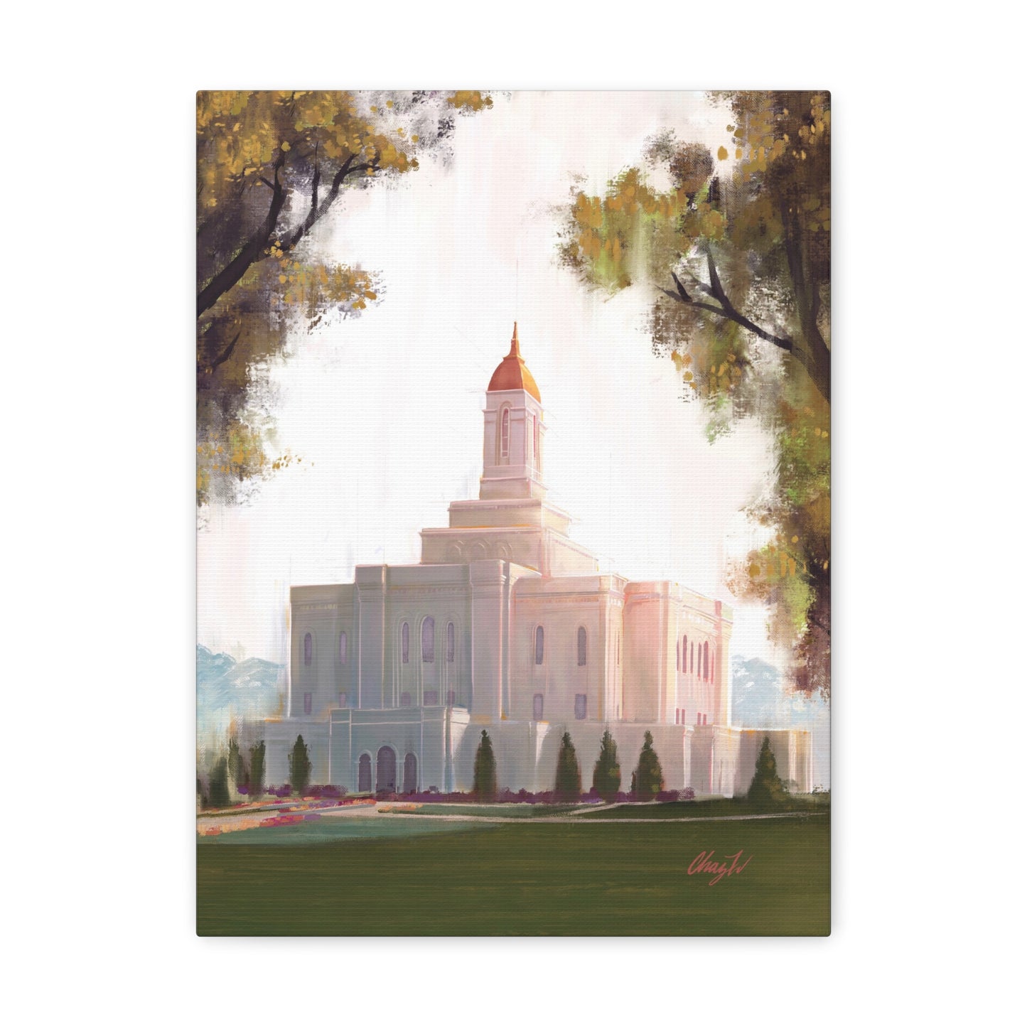 Canvas Gallery Wrap--Deseret Peak Temple--Golden, by Chaz Walgamott