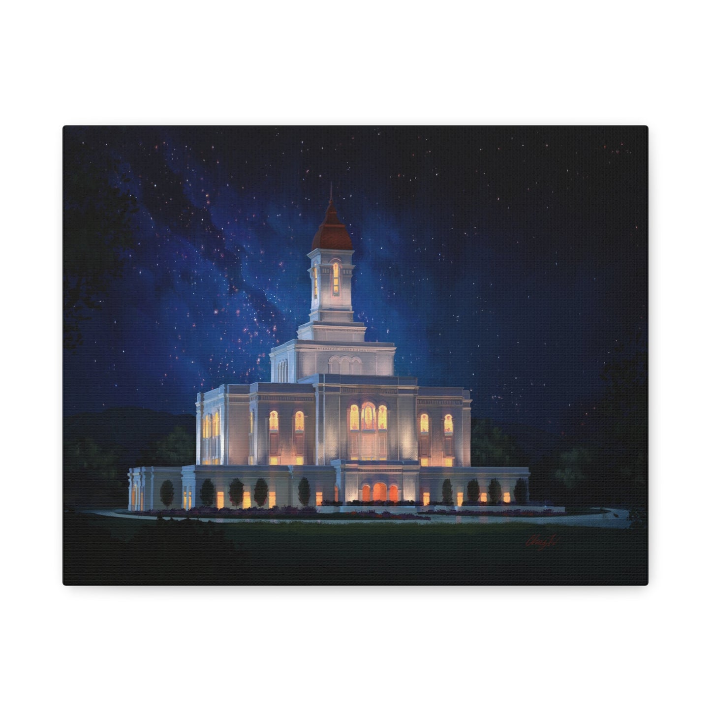 Canvas Gallery Wrap--Deseret Peak Temple--Night Sky, by Chaz Walgamott