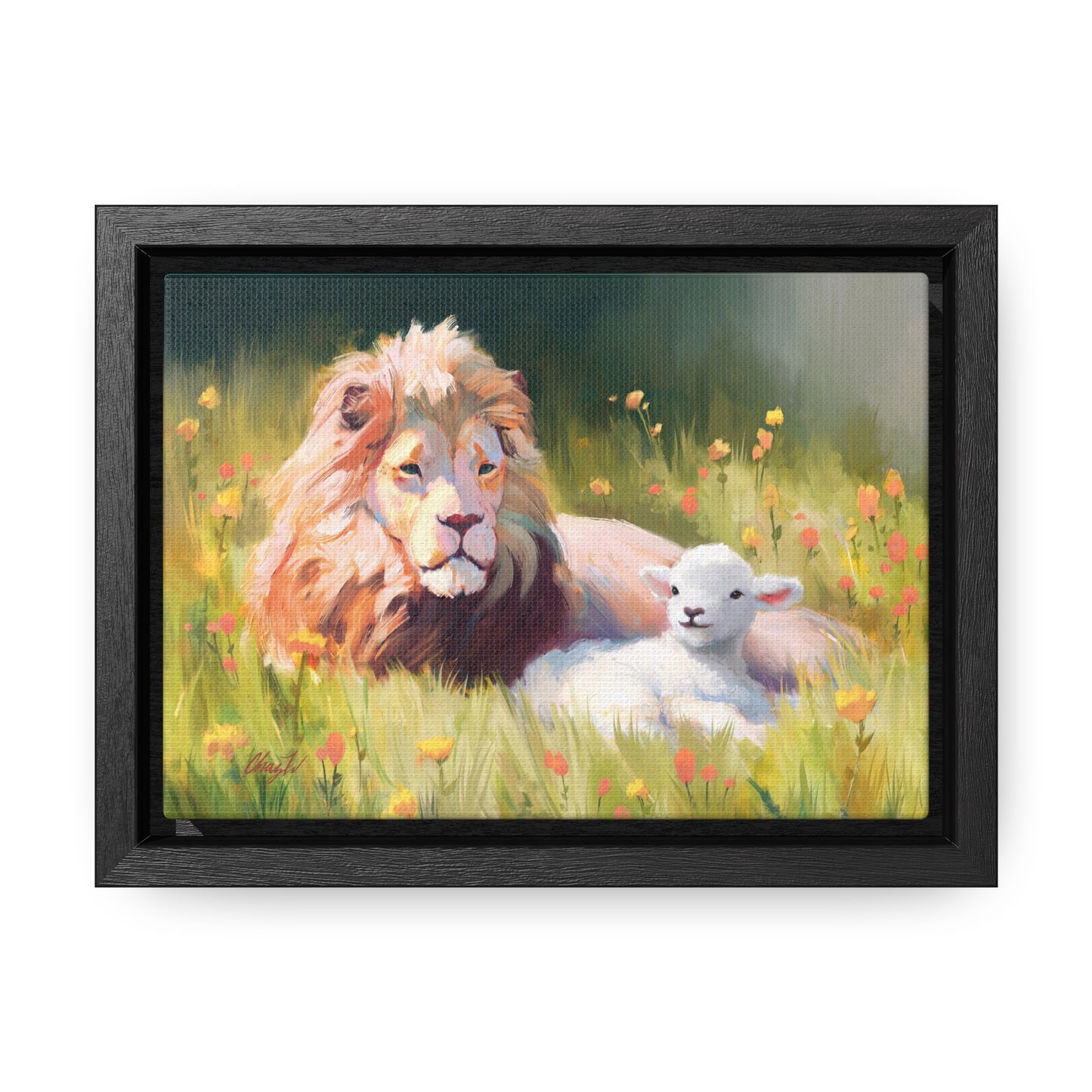 Stretched Canvas Print in Wood Frame--The Lamb and the Lion, by Chaz Walgamott