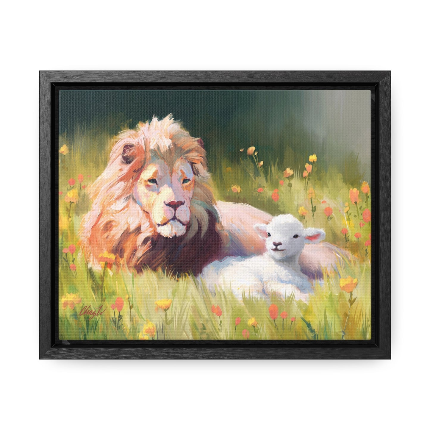 Stretched Canvas Print in Wood Frame--The Lamb and the Lion, by Chaz Walgamott