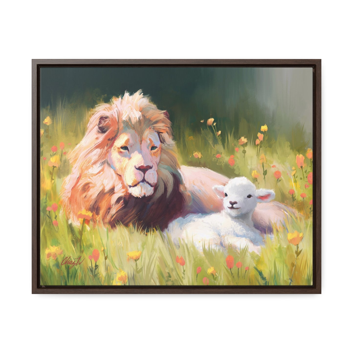 Stretched Canvas Print in Wood Frame--The Lamb and the Lion, by Chaz Walgamott