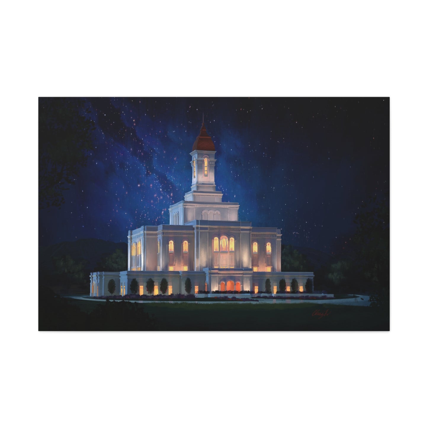 Canvas Gallery Wrap--Deseret Peak Temple--Night Sky, by Chaz Walgamott